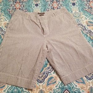 Liz Claiborne Navy & White Striped Bermuda Shorts